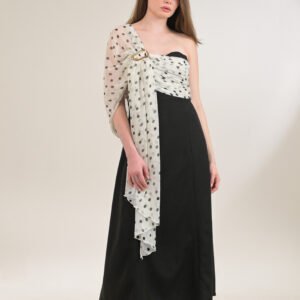 Noir Polka Drape Dress